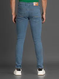 Stylish Grey Denim Solid Mid-Rise Jeans For Men-thumb1
