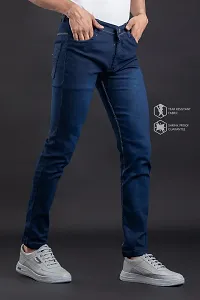 Stylish Blue Denim Solid Mid-Rise Jeans For Men-thumb2