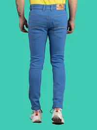 Stylish Blue Denim Solid Mid-Rise Jeans For Men-thumb1