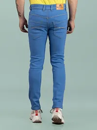 Stylish Blue Denim Solid Mid-Rise Jeans For Men-thumb1