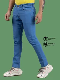 Stylish Blue Denim Solid Mid-Rise Jeans For Men-thumb3