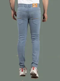 Stylish Grey Denim Solid Mid-Rise Jeans For Men-thumb1