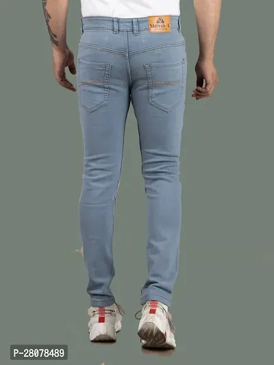 Stylish Grey Denim Solid Mid-Rise Jeans For Men-thumb2