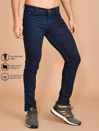 Stylish Polyester Solid Mid-Rise Jeans For Men