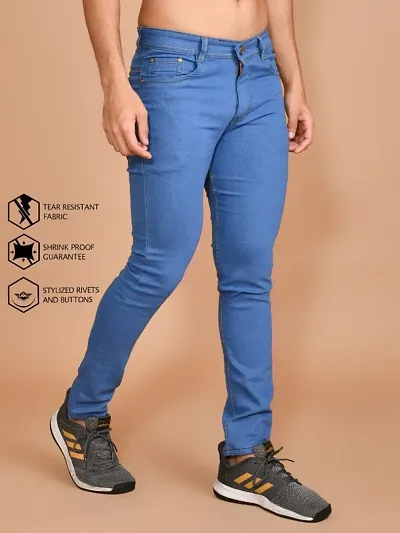 Stylish Solid Mid-Rise Jeans For Men