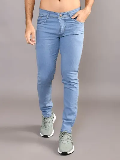 Elegant Denim Solid Jeans For Men