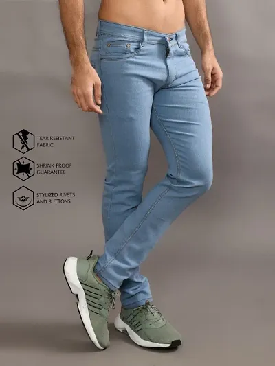 Stylish Solid Mid-Rise Jeans For Men