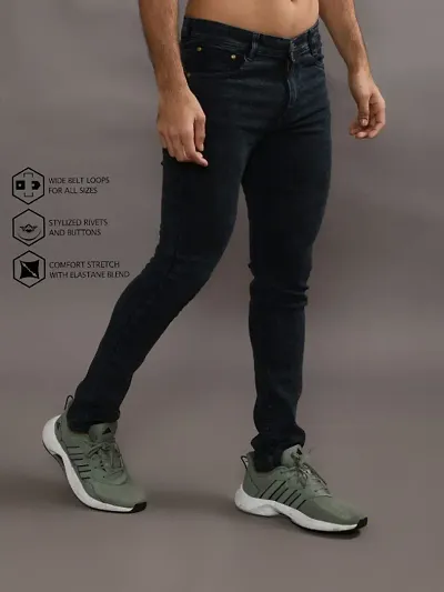 Stylish Solid Mid-Rise Jeans For Men