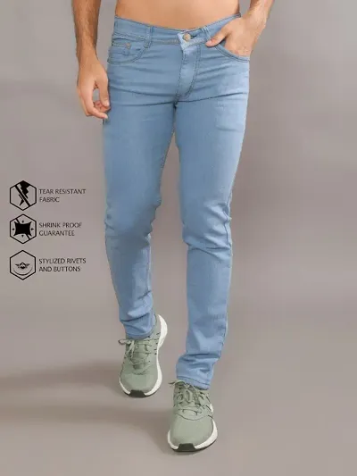 Elegant Denim Solid Jeans For Men