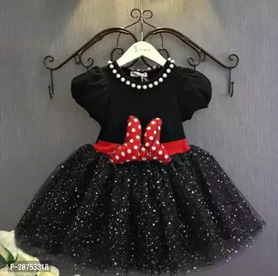 Elegant Black Phantom Silk Self Pattern Frocks For Girls-thumb0