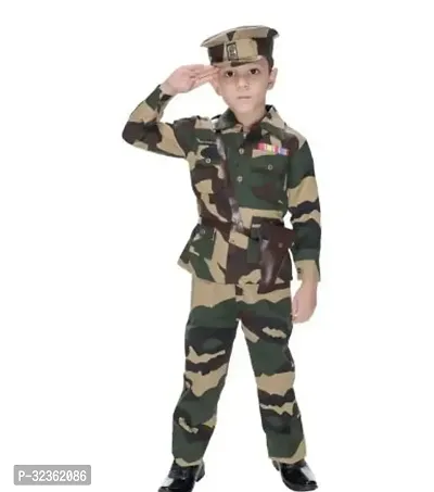 Elegant Cotton Blend Printed Army Costume Dress For Boys-thumb0