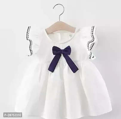 Elegant White Phantom Silk Self Pattern Frocks For Girls-thumb0