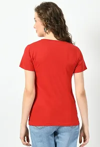 Elegant Red Cotton Printed Tshirt For Women-thumb4
