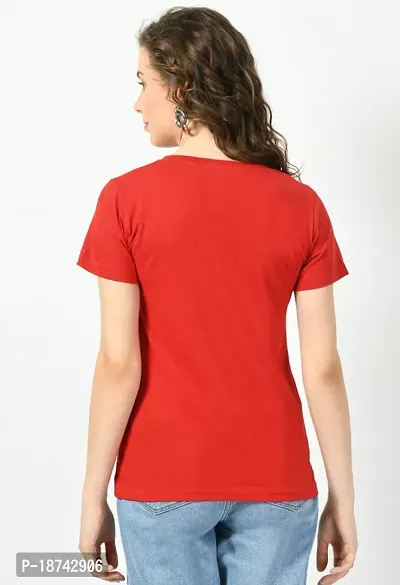 Elegant Red Cotton Printed Tshirt For Women-thumb5