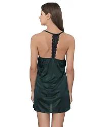 Legit Affair Solid Satin Nightslip for Women (Small, Green)-thumb2