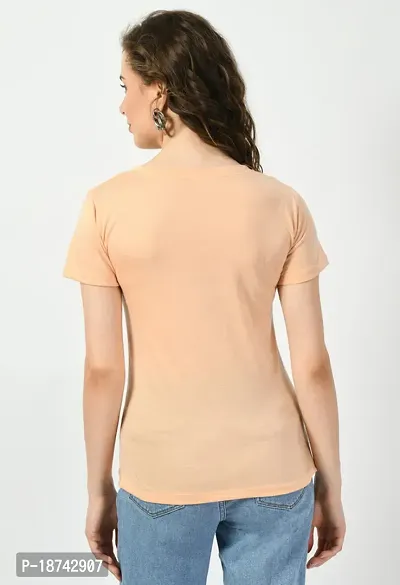 Elegant Peach Cotton Printed Tshirt For Women-thumb5