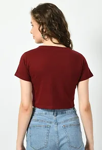 Elegant Maroon Cotton Printed Tshirt For Women-thumb3