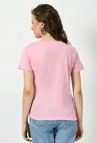 Elegant Pink Cotton Printed Tshirt For Women-thumb3
