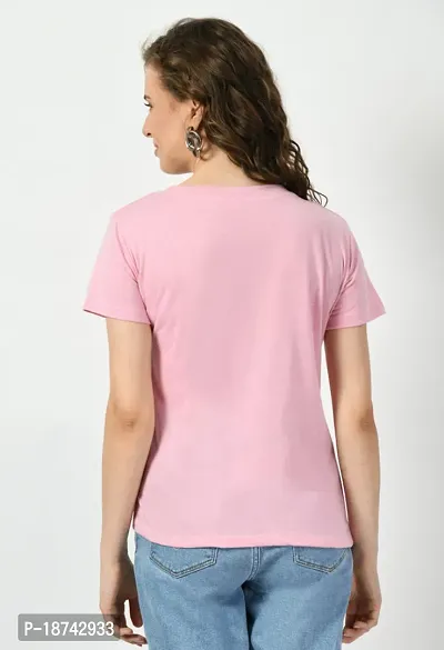 Elegant Pink Cotton Printed Tshirt For Women-thumb4