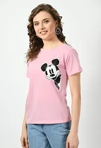 Elegant Pink Cotton Printed Tshirt For Women-thumb1