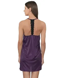 Legit Affair Solid Satin Nightslip for Women (Large, Purple)-thumb1