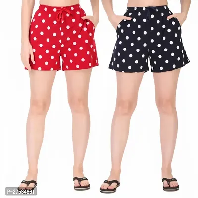 Women Polka Dots Printed Regular Shorts Pack of 2-thumb0