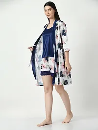 Blue Floral Printed Detailed Shorts Set With Jacket-thumb2