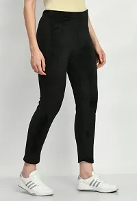 Stylish Velvet Black Solid Leggings For Women-thumb3