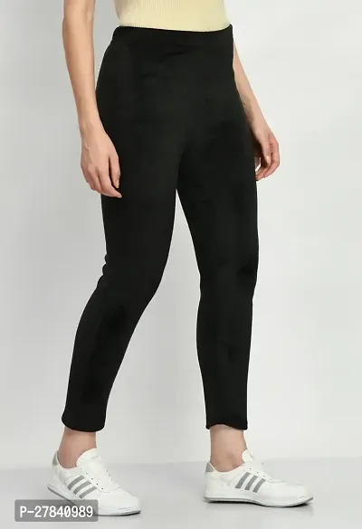 Stylish Velvet Black Solid Leggings For Women-thumb4