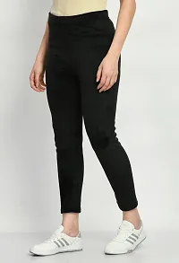 Stylish Velvet Black Solid Leggings For Women-thumb4