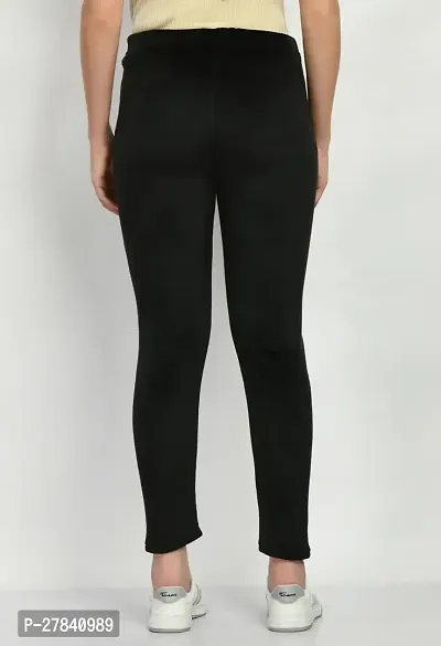 Stylish Velvet Black Solid Leggings For Women-thumb3