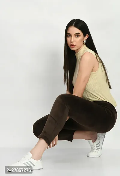 Brown Velvet Leggings Bottom Wear-thumb2