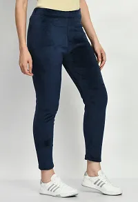 Navy Blue Velvet Leggings Bottom Wear-thumb1
