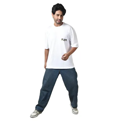 S&D Club Men's Oversized - Drop-Shoulder Fit, Graphic Printed 100% Cotton T-Shirt - Round Neck