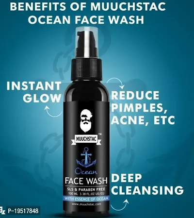 Muuchstac Ocean For Men Fights Acne Pimple Skin Werightning All Skin Type Face Wash 100Ml Skin Care