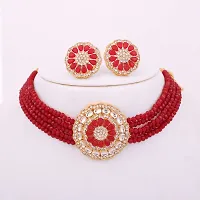 Charming Maroon Choker Jewellery set-thumb1