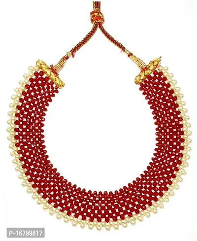 Beautiful Red beads with pearl work Choker Necklace