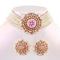 Charming White Pearl With painting  kundan Work Choker jewellery set-thumb1