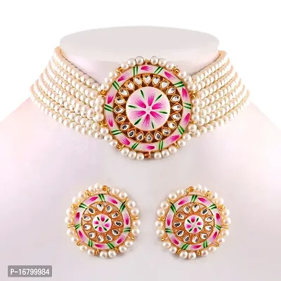 Charming White Pearl With painting  kundan Work Choker jewellery set-thumb2