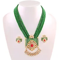 Charming Kundan Meena Jewellery set (Green)-thumb1