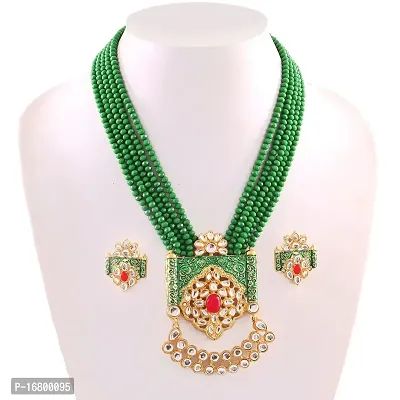 Charming Kundan Meena Jewellery set (Green)-thumb2