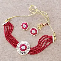 Charming Maroon Choker Jewellery set-thumb2