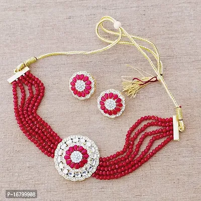 Charming Maroon Choker Jewellery set-thumb3