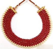 Beautiful Red beads with pearl work Choker Necklace-thumb1