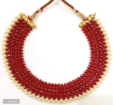 Beautiful Red beads with pearl work Choker Necklace-thumb2