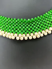 Beautiful Green Crystal Beads With Pearl Beads Necklace-thumb1