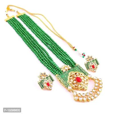 Charming Kundan Meena Jewellery set (Green)-thumb0