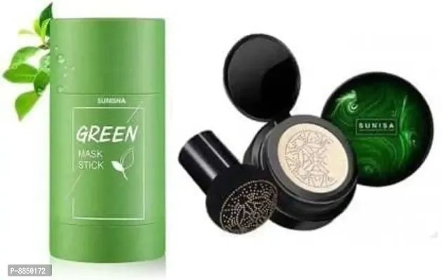 SUNISA Water Proof Mushroom Head Air Cushion Foundation Plus Green Stick Mask