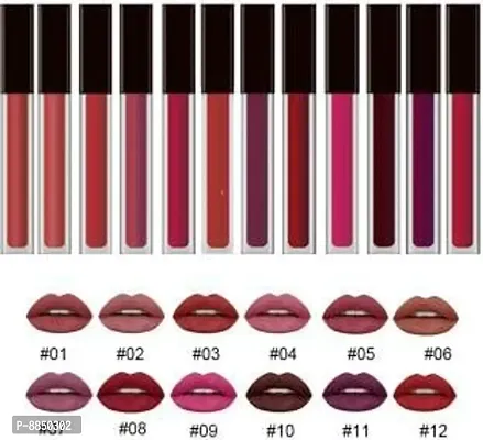 Professional Multi Colors Waterproof Liquid Matte Lipstick For Women And Girls Set Of 12-thumb0