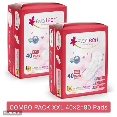 Everteen XXL Sanitary Napkin Pads Combo Pack 40*280 Pads with Double Wings, Neem and Safflower-thumb0